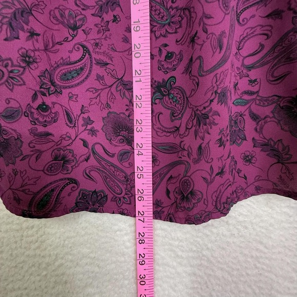 Torrid Blouse Womens Plus 2 Purple Paisley Floral Short Sleeve Pleated Back Top - Picture 9 of 9